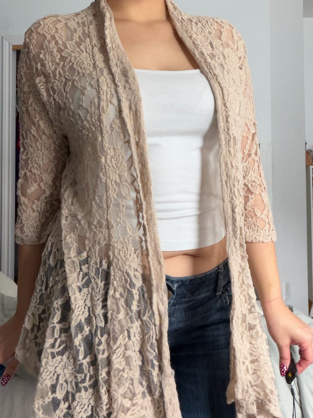Sonoma Light Cream Open-Weave Pullover Sweater - Picture 2 of 6